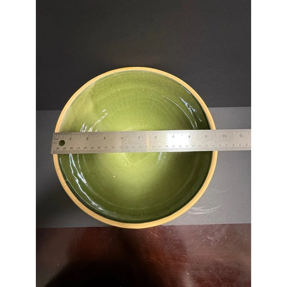 Vintage Green Glazed McCoy Sunburst Stoneware Mixing Bowl Farmhouse Cottagecore